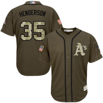Athletics #35 Rickey Henderson Green Salute to Service Stitched MLB Jersey Athletics #35 Rickey Henderson Green Salute to Service Stitched MLB Jersey