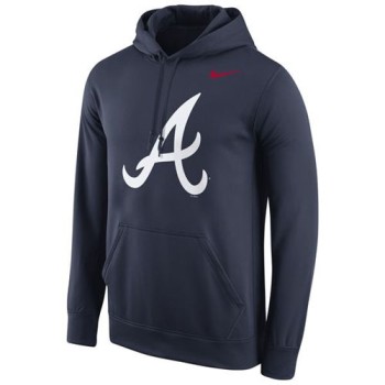 Atlanta Braves Logo Performance Navy Pullover MLB Hoodie Atlanta Braves Logo Performance Navy Pullover MLB Hoodie