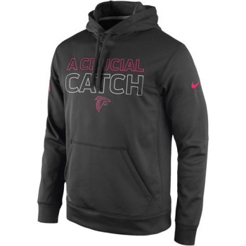 Atlanta Falcons Breast Cancer Awareness KO Pullover Performance Hoodie Charcoal Atlanta Falcons Breast Cancer Awareness KO Pullover Performance Hoodie Charcoal