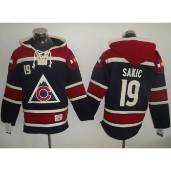 Avalanche #19 Joe Sakic Navy Blue Sawyer Hooded Sweatshirt Stitched NHL Jersey Avalanche #19 Joe Sakic Navy Blue Sawyer Hooded Sweatshirt Stitched NHL Jersey
