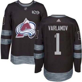 Avalanche #1 Semyon Varlamov Black 1917-2017 100th Anniversary Stitched NHL Jersey Avalanche #1 Semyon Varlamov Black 1917-2017 100th Anniversary Stitched NHL Jersey