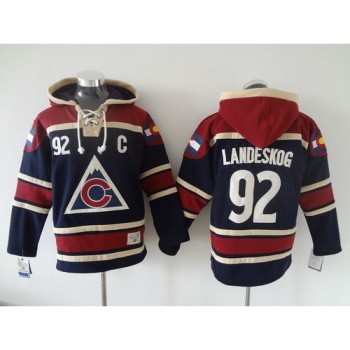 Avalanche #92 Gabriel Landeskog Navy Blue Sawyer Hooded Sweatshirt Stitched NHL Jersey Avalanche #92 Gabriel Landeskog Navy Blue Sawyer Hooded Sweatshirt Stitched NHL Jersey