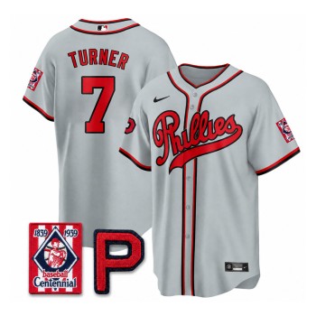 Youth Philadelphia Phillies #7 Trea Turner Gray Stitched Baseball Jersey