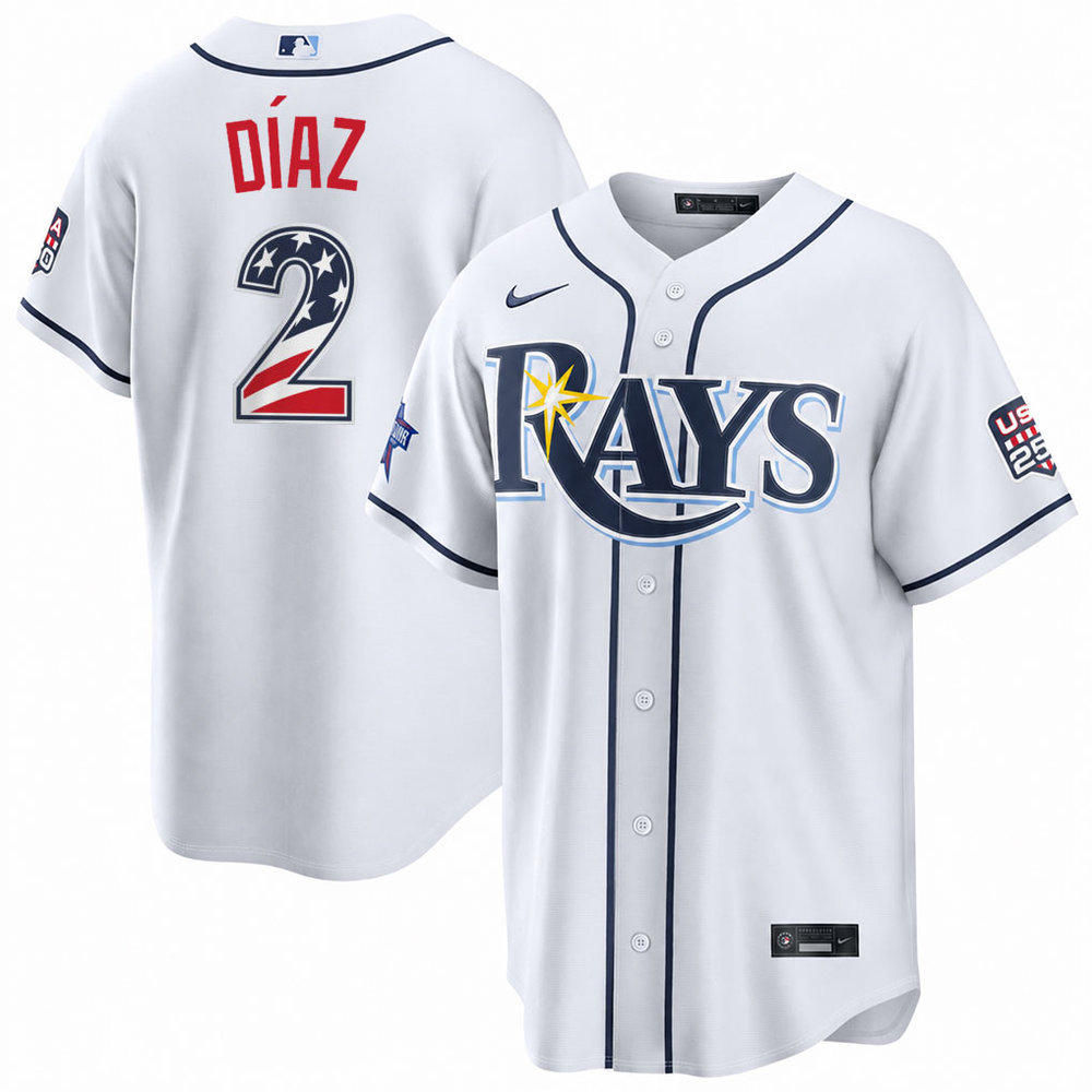 Youth Tampa Bay Rays #2 Yandy Diaz Nike White 2026 All-Star Edition Stars & Stripes Stadium Jersey Youth Tampa Bay Rays #2 Yandy Diaz Nike White 2026 All-Star Edition Stars & Stripes Stadium Jersey