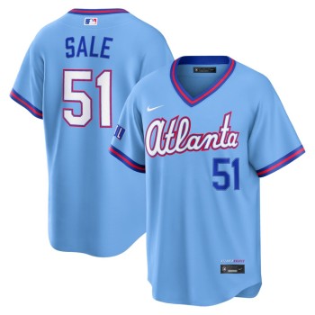 Men's Atlanta Braves #51 Chris Sale Powder Blue 2026 City Connect Stitched Jersey Men's Atlanta Braves #51 Chris Sale Powder Blue 2026 City Connect Stitched Jersey