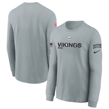 Youth Minnesota Vikings Gray 2024 Salute To Service Long Sleeve T-Shirt Youth Minnesota Vikings Gray 2024 Salute To Service Long Sleeve T-Shirt