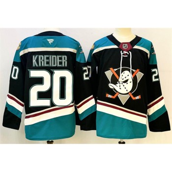 Men's Anaheim Ducks #20 Chris Kreider Black/Teal 2024-25 Stitched Premium Jersey