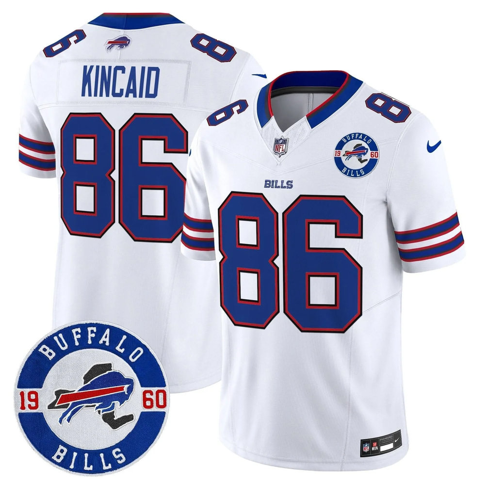 Youth Buffalo Bills #86 Dalton Kincaid White Est. 1960 Patch Vapor F.U.S.E. Limited Jersey Youth Buffalo Bills #86 Dalton Kincaid White Est. 1960 Patch Vapor F.U.S.E. Limited Jersey