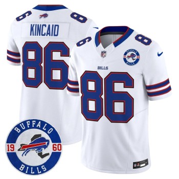 Men's Buffalo Bills #86 Dalton Kincaid White Est. 1960 Patch Vapor F.U.S.E. Limited Jersey Men's Buffalo Bills #86 Dalton Kincaid White Est. 1960 Patch Vapor F.U.S.E. Limited Jersey