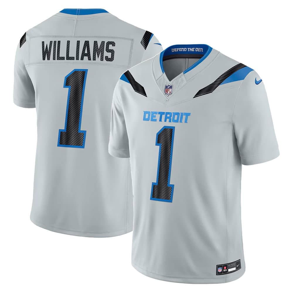 Men's Detroit Lions #1 Jameson Williams Grey 2026 Rivalries Collection Vapor F.U.S.E. Limited Jersey