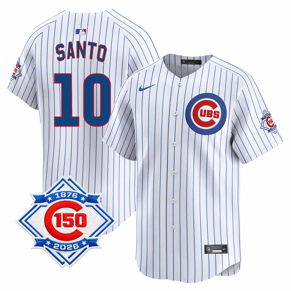 Youth Chicago Cubs #10 Ron Santo White Nike Home Vapor Limited 150th Anniversary Authentic Lettering Jersey Youth Chicago Cubs #10 Ron Santo White Nike Home Vapor Limited 150th Anniversary Authentic Lettering Jersey