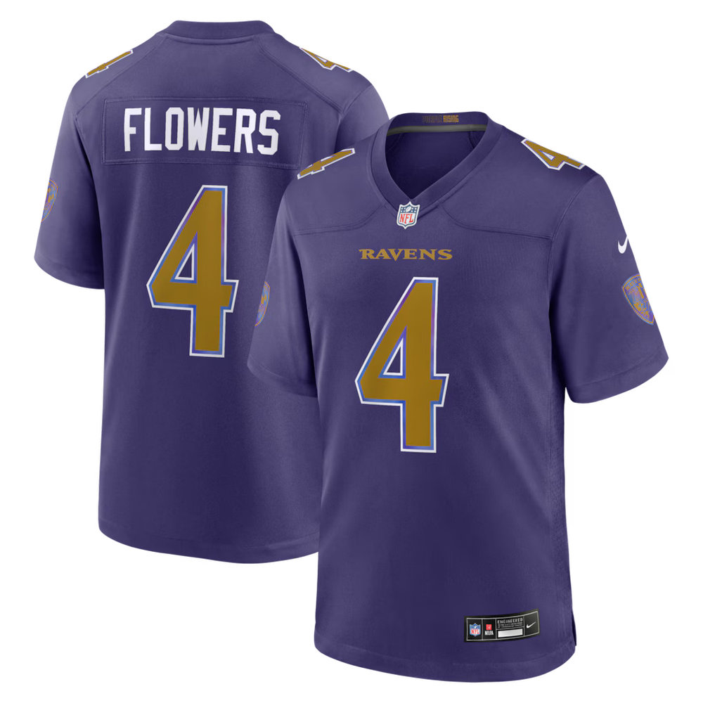 Men's Baltimore Ravens #4 Zay Flowers Nike Purple Alternate Game Jersey Men's Baltimore Ravens #4 Zay Flowers Nike Purple Alternate Game Jersey
