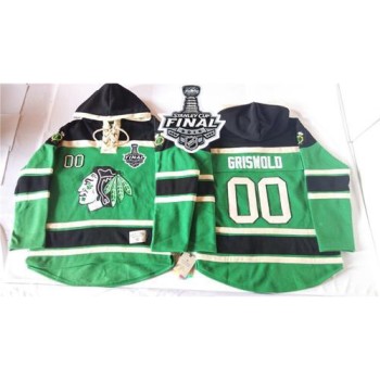Blackhawks #00 Clark Griswold Green St. Patrick's Day McNary Lace Hoodie 2015 Stanley Cup Stitched NHL Jersey