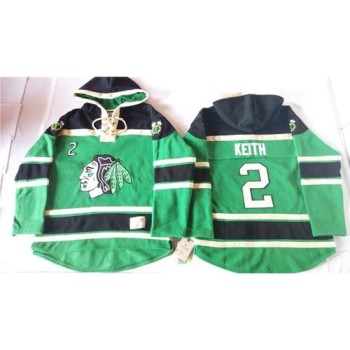 Blackhawks #2 Duncan Keith Green St. Patrick's Day McNary Lace Hoodie Stitched NHL Jersey
