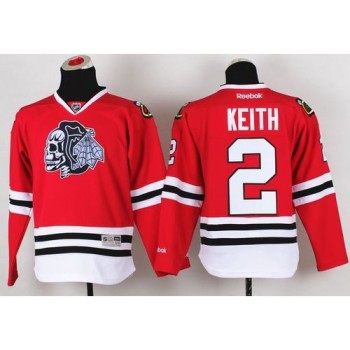 Blackhawks #2 Duncan Keith Red(White Skull) Stitched Youth NHL Jersey