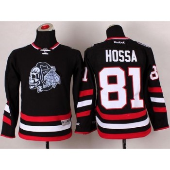 Blackhawks #81 Marian Hossa Black(White Skull) 2014 Stadium Series Stitched Youth NHL Jersey