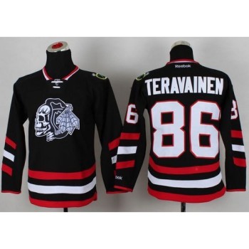 Blackhawks #86 Teuvo Teravainen Black(White Skull) 2014 Stadium Series Stitched Youth NHL Jersey