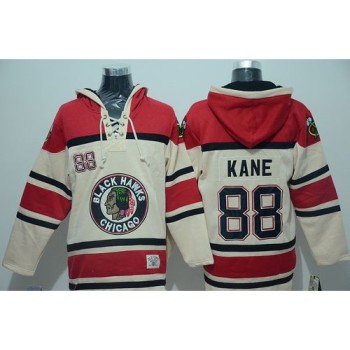 Blackhawks #88 Patrick Kane Cream Sawyer Hooded Sweatshirt Stitched NHL Jersey