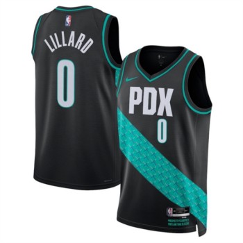 Men's Portland Trail Blazers #0 Damian Lillard Black 2025/26 City Edition Edition Stitched Basketball Jersey