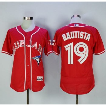 Blue Jays #19 Jose Bautista Red Flexbase Authentic Collection Canada Day Stitched MLB Jersey