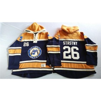 Blues #26 Paul Stastny Navy Blue/Gold Sawyer Hooded Sweatshirt Stitched NHL Jersey Blues #26 Paul Stastny Navy Blue/Gold Sawyer Hooded Sweatshirt Stitched NHL Jersey