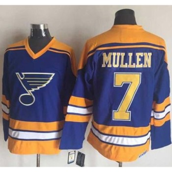 Blues #7 Joe Mullen Light Blue/Yellow CCM Throwback Stitched NHL Jersey Blues #7 Joe Mullen Light Blue/Yellow CCM Throwback Stitched NHL Jersey