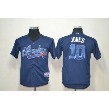 Braves #10 Chipper Jones Blue Cool Base Stitched Youth MLB Jersey