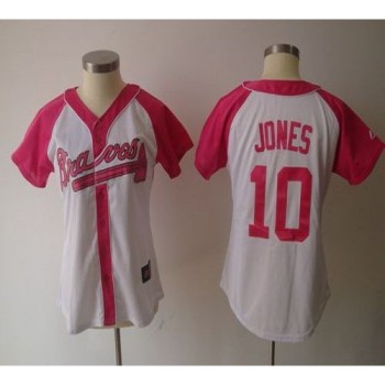 Braves #10 Chipper Jones White/Pink Women's Splash Fashion Stitched MLB Jersey Braves #10 Chipper Jones White/Pink Women's Splash Fashion Stitched MLB Jersey