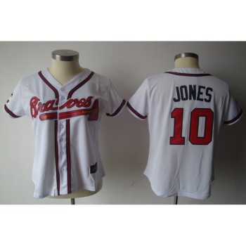 Braves #10 Chipper Jones White Women's Fashion Stitched MLB Jersey Braves #10 Chipper Jones White Women's Fashion Stitched MLB Jersey