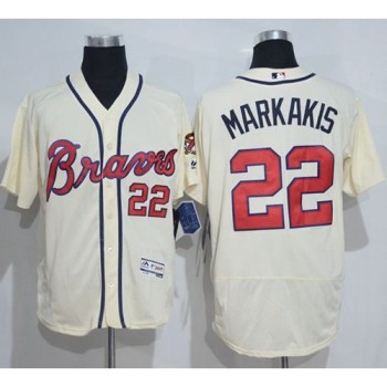 Braves #22 Nick Markakis Cream Flexbase Authentic Collection Stitched MLB Jersey