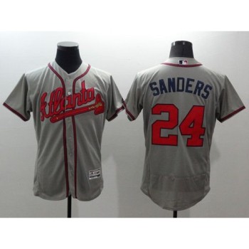 Braves #24 Deion Sanders Grey Flexbase Authentic Collection Stitched MLB Jersey Braves #24 Deion Sanders Grey Flexbase Authentic Collection Stitched MLB Jersey
