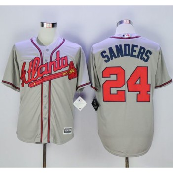 Braves #24 Deion Sanders Grey New Cool Base Stitched MLB Jersey