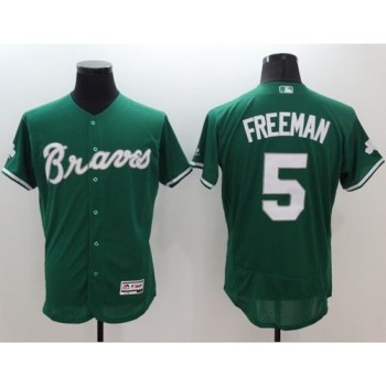 Braves #5 Freddie Freeman Green Celtic Flexbase Authentic Collection Stitched MLB Jersey