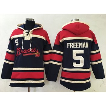 Braves #5 Freddie Freeman Navy Blue Sawyer Hooded Sweatshirt MLB Hoodie Braves #5 Freddie Freeman Navy Blue Sawyer Hooded Sweatshirt MLB Hoodie