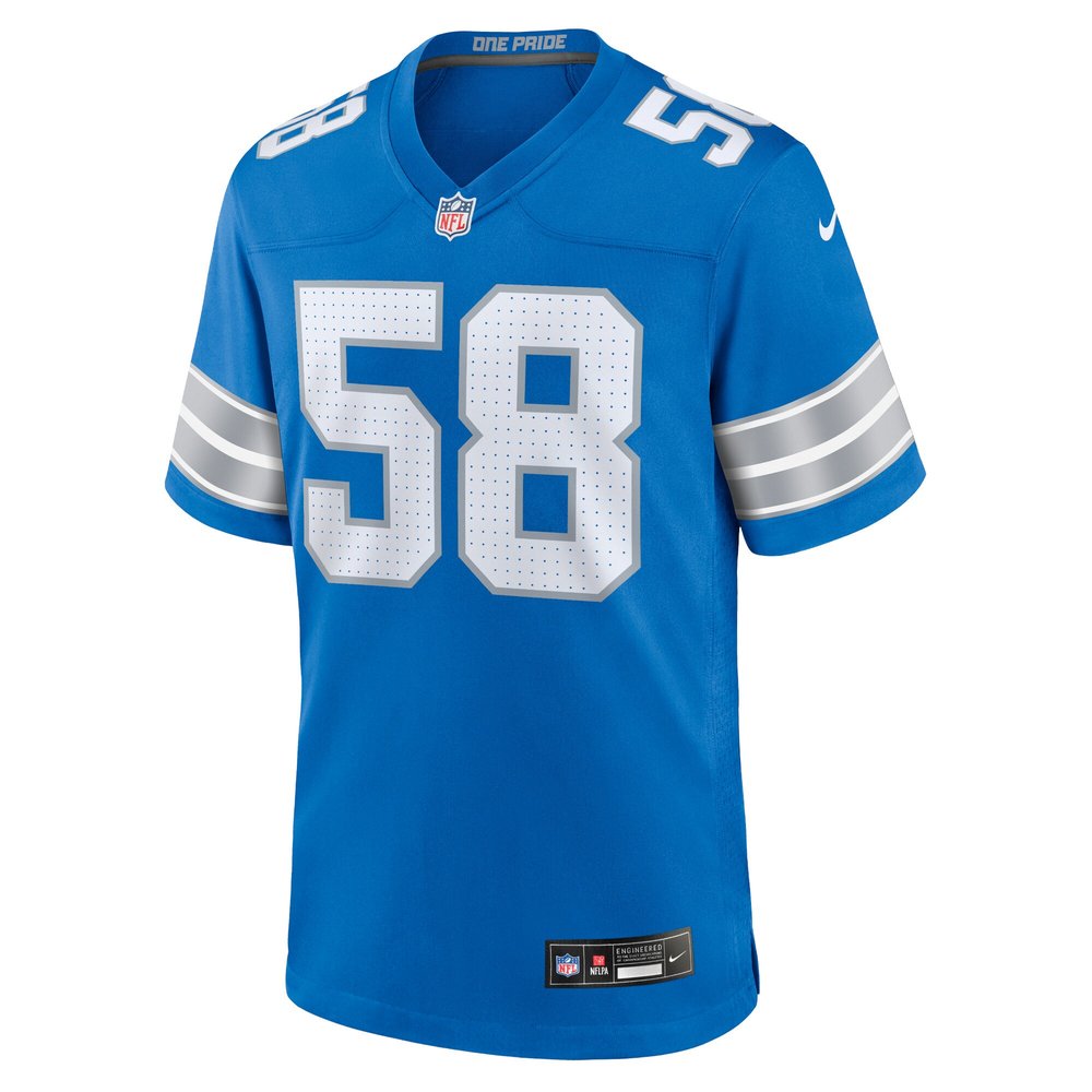 Men's Detroit Lions #58 Penei Sewell Blue Game Jersey