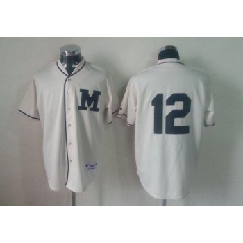 Brewers #12 Martin Maldonado Cream 1913 Turn Back The Clock Stitched MLB Jersey Brewers #12 Martin Maldonado Cream 1913 Turn Back The Clock Stitched MLB Jersey