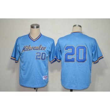Brewers #20 Jonathan Lucroy Blue 1982 Turn Back The Clock Stitched MLB Jersey Brewers #20 Jonathan Lucroy Blue 1982 Turn Back The Clock Stitched MLB Jersey