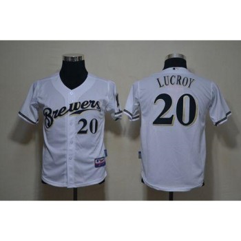 Brewers #20 Jonathan Lucroy White Cool Base Stitched Youth MLB Jersey Brewers #20 Jonathan Lucroy White Cool Base Stitched Youth MLB Jersey