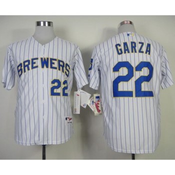 Brewers #22 Matt Garza White (blue strip) Stitched MLB Jersey Brewers #22 Matt Garza White (blue strip) Stitched MLB Jersey