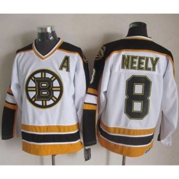 Bruins #8 Cam Neely White/Black CCM Throwback Stitched NHL Jersey