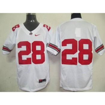 Buckeyes #28 White Stitched NCAA Jersey