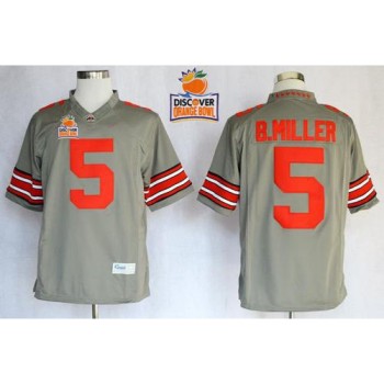 Buckeyes #5 Braxton Miller Grey Limited 2014 Discover Orange Bowl Patch Stitched NCAA Jersey