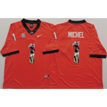 Bulldogs #1 Sony Michel Red Player Fashion Stitched NCAA Jersey