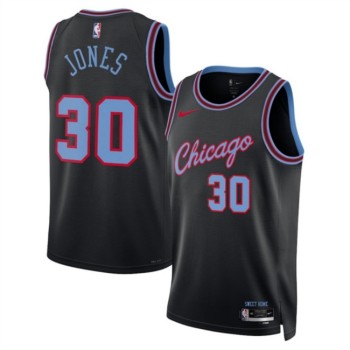 Men's Chicago Bulls #30 Tre Jones Black 2025/26 City Edition Stitched Basketball Jersey