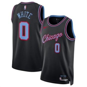 Men's Chicago Bulls #0 Coby White Black 2025/26 City Edition Stitched Basketball Jersey