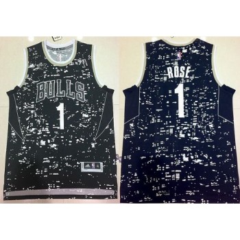 Bulls #1 Derrick Rose Black City Light Stitched NBA Jersey Bulls #1 Derrick Rose Black City Light Stitched NBA Jersey