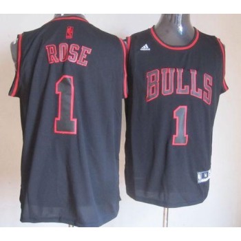 Bulls #1 Derrick Rose Black Graystone Fashion Stitched NBA Jersey Bulls #1 Derrick Rose Black Graystone Fashion Stitched NBA Jersey