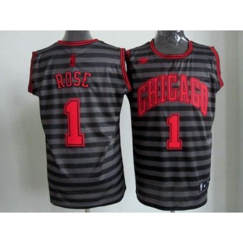 Bulls #1 Derrick Rose Black/Grey Groove Stitched NBA Jersey Bulls #1 Derrick Rose Black/Grey Groove Stitched NBA Jersey