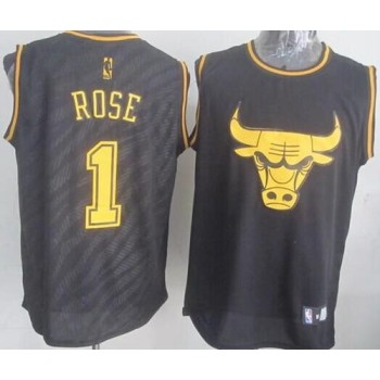 Bulls #1 Derrick Rose Black Precious Metals Fashion Stitched NBA Jersey Bulls #1 Derrick Rose Black Precious Metals Fashion Stitched NBA Jersey