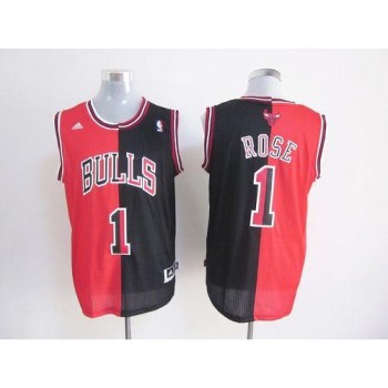 Bulls #1 Derrick Rose Black/Red Split Fashion Stitched NBA Jersey Bulls #1 Derrick Rose Black/Red Split Fashion Stitched NBA Jersey